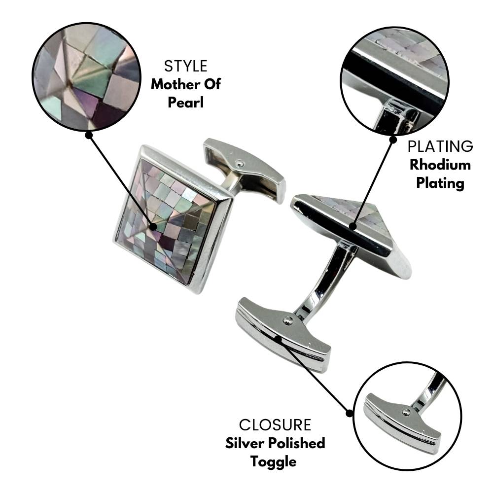 Silver Mother of Pearl Cufflinks for Men
