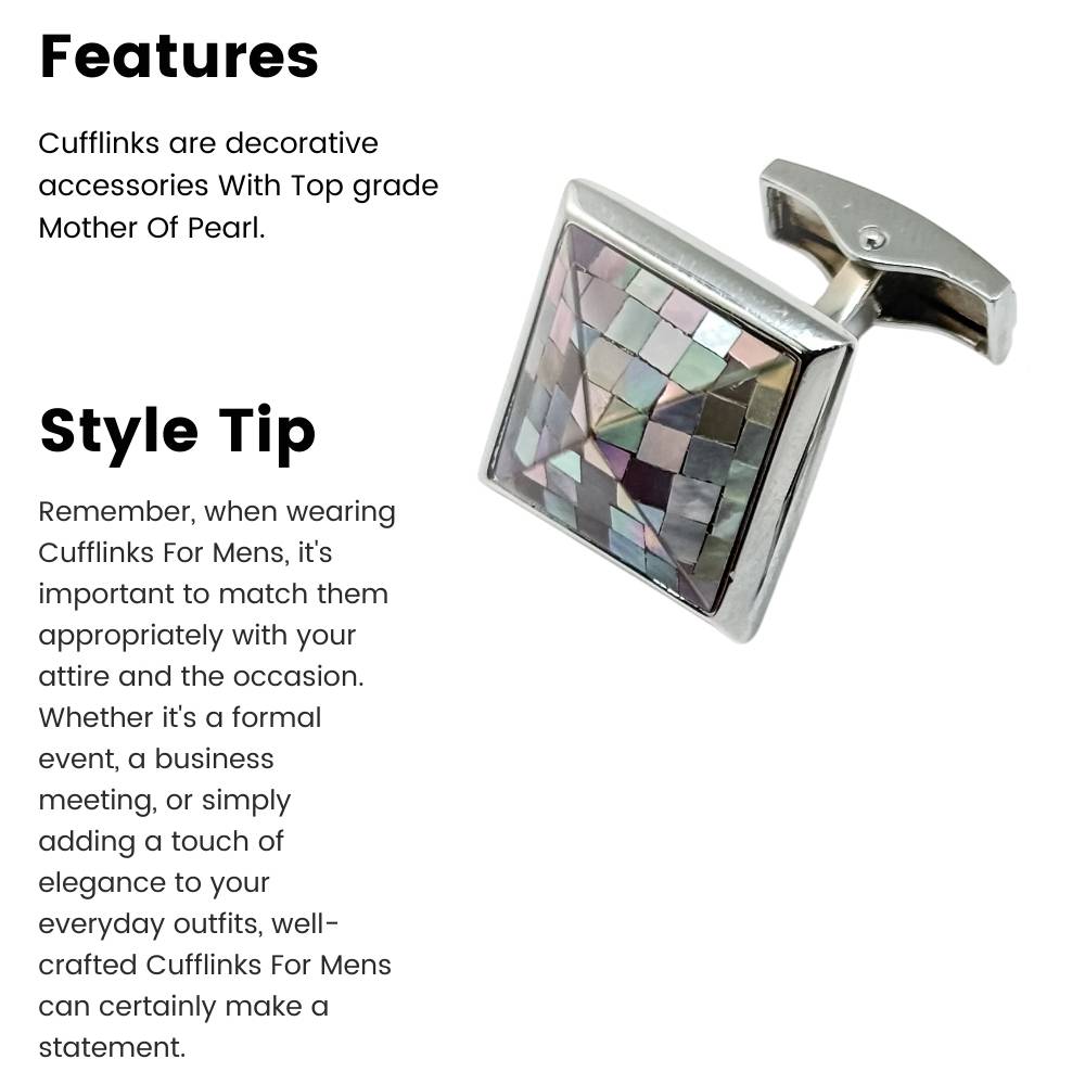 Silver Mother of Pearl Cufflinks for Men