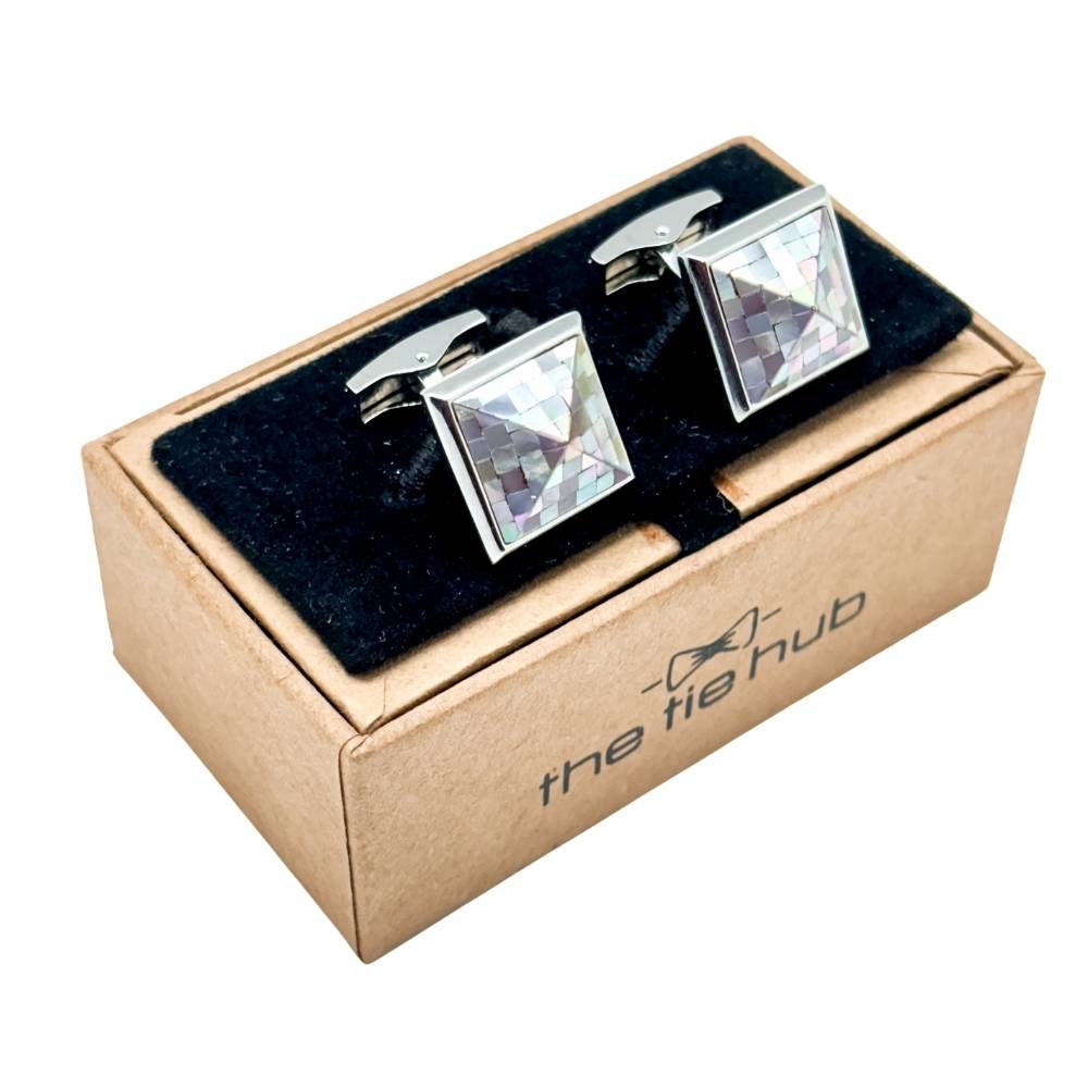 Silver Mother of Pearl Cufflinks for Men