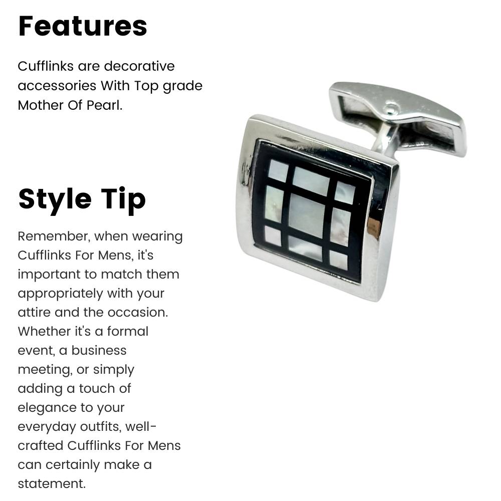 Black Mother of Pearl Cufflinks for Men