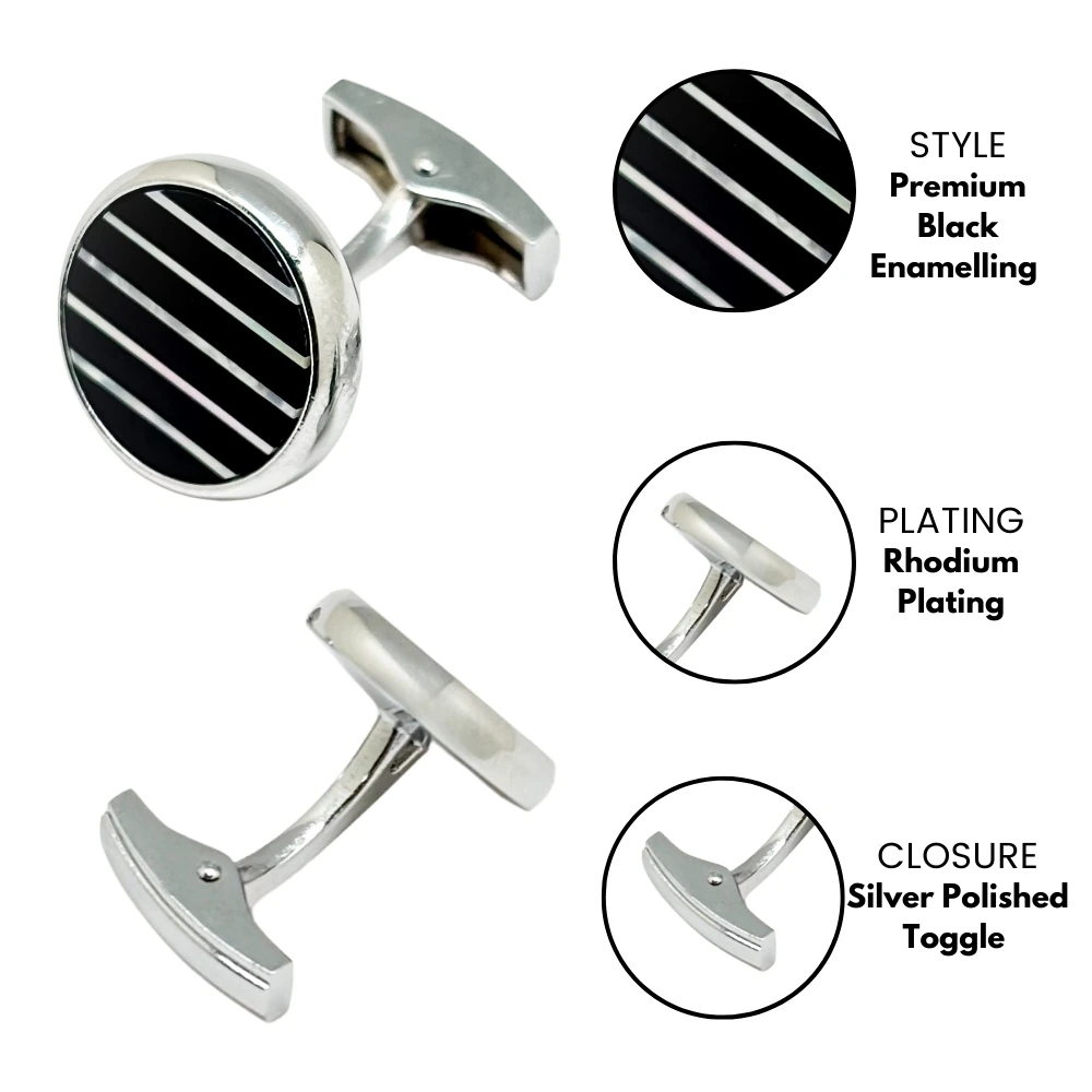 Black Formal Brass Cufflinks for Men
