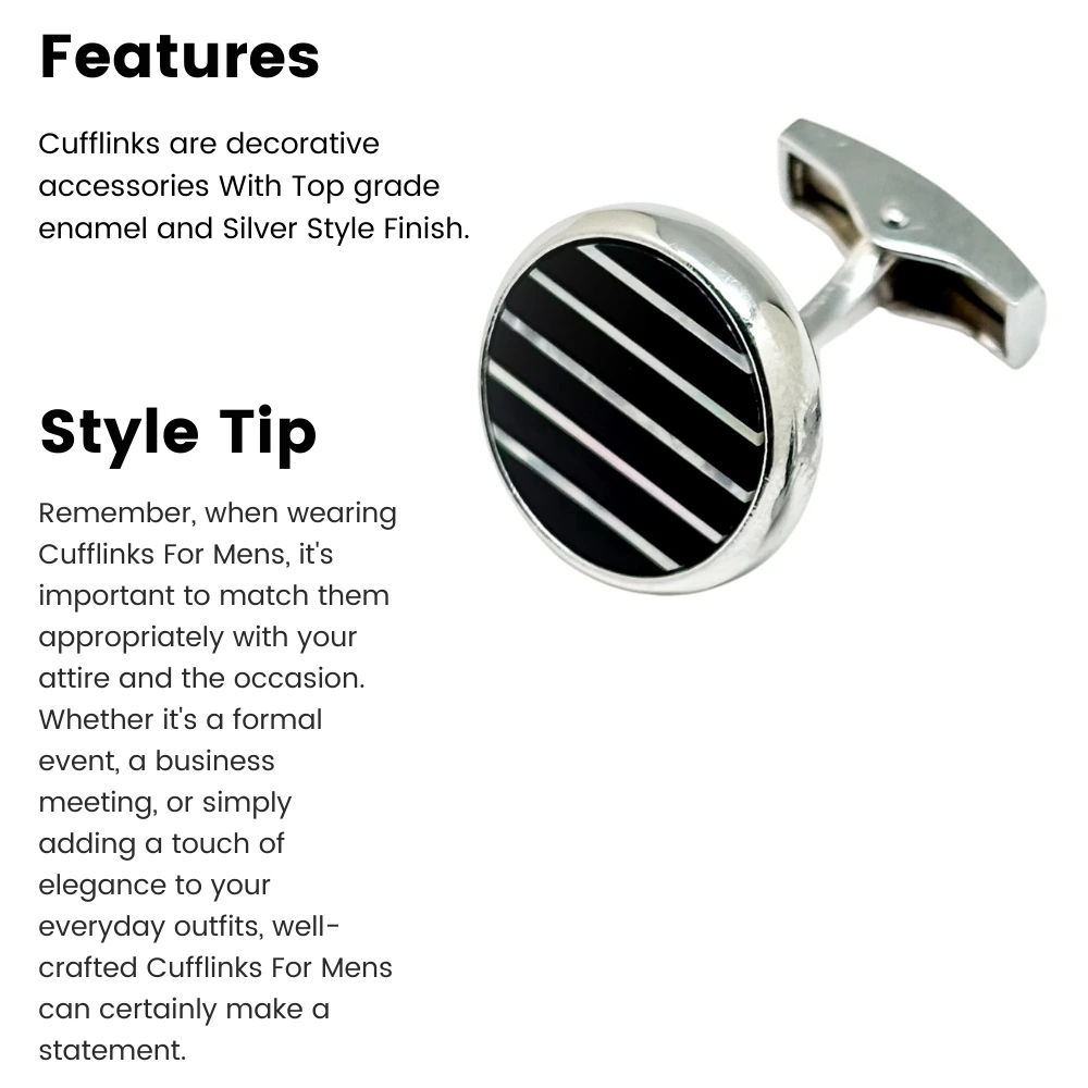 Black Formal Brass Cufflinks for Men