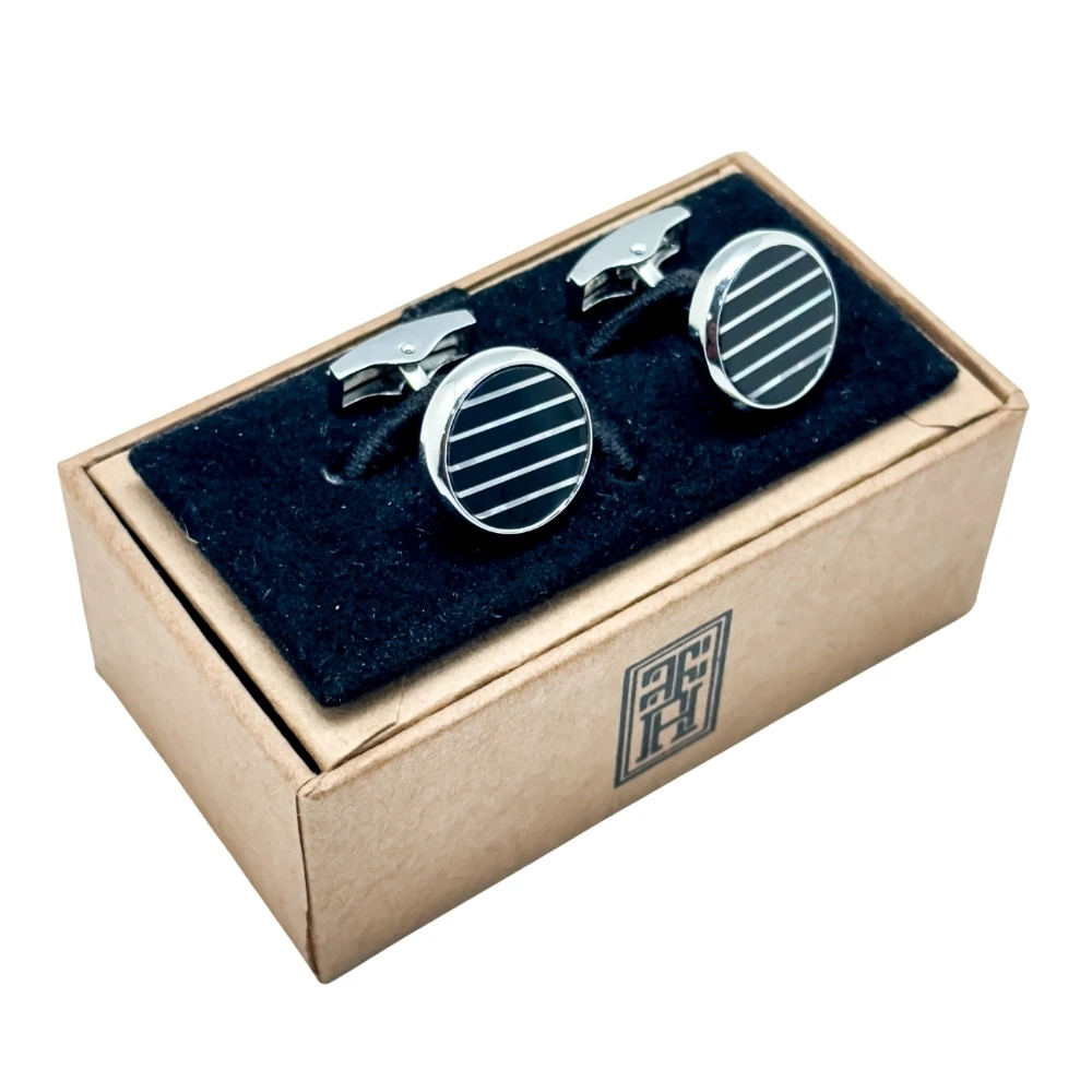 Black Formal Brass Cufflinks for Men