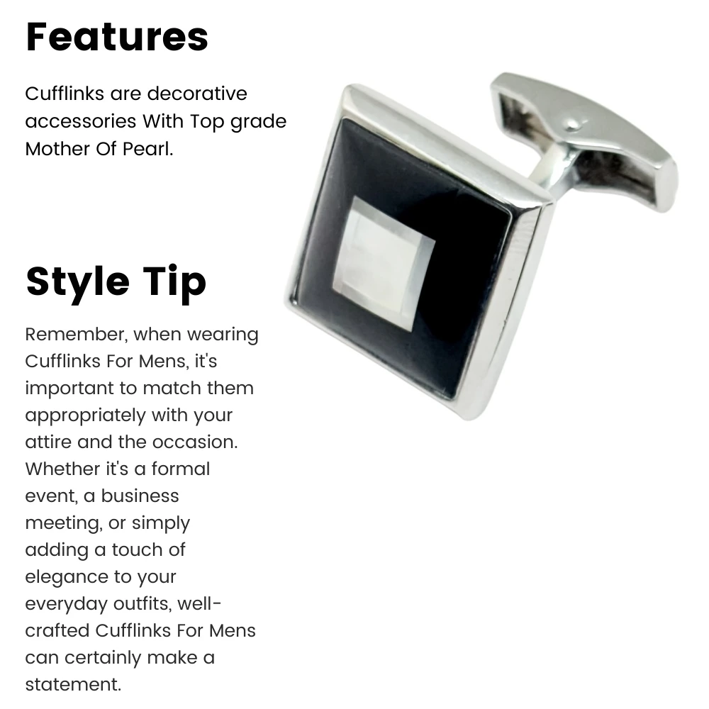 Black Mother of Pearl Cufflinks for Men