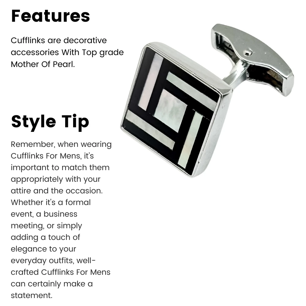 Black Mother of Pearl Cufflinks for Men