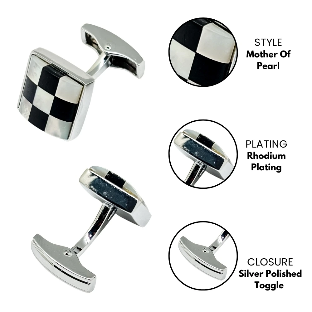 Silver Mother of Pearl Cufflinks for Men