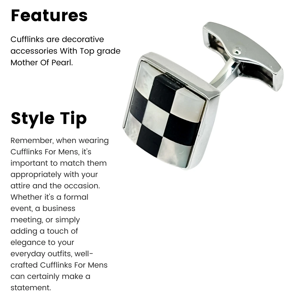 Silver Mother of Pearl Cufflinks for Men