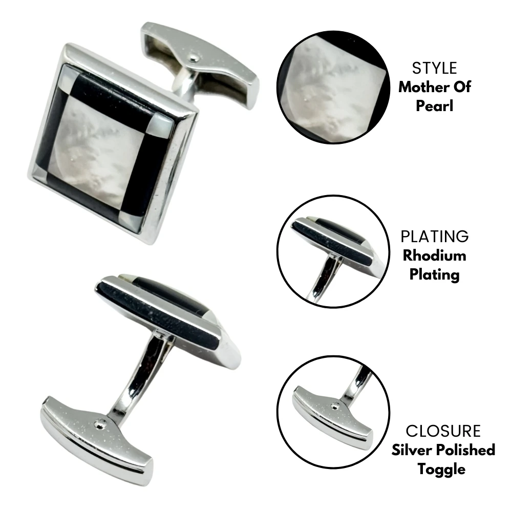 Silver Mother of Pearl Cufflinks for Men
