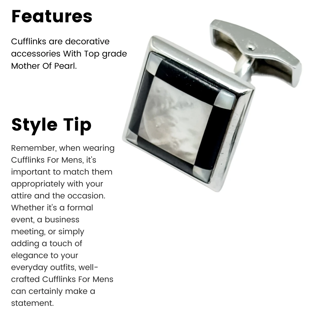 Silver Mother of Pearl Cufflinks for Men
