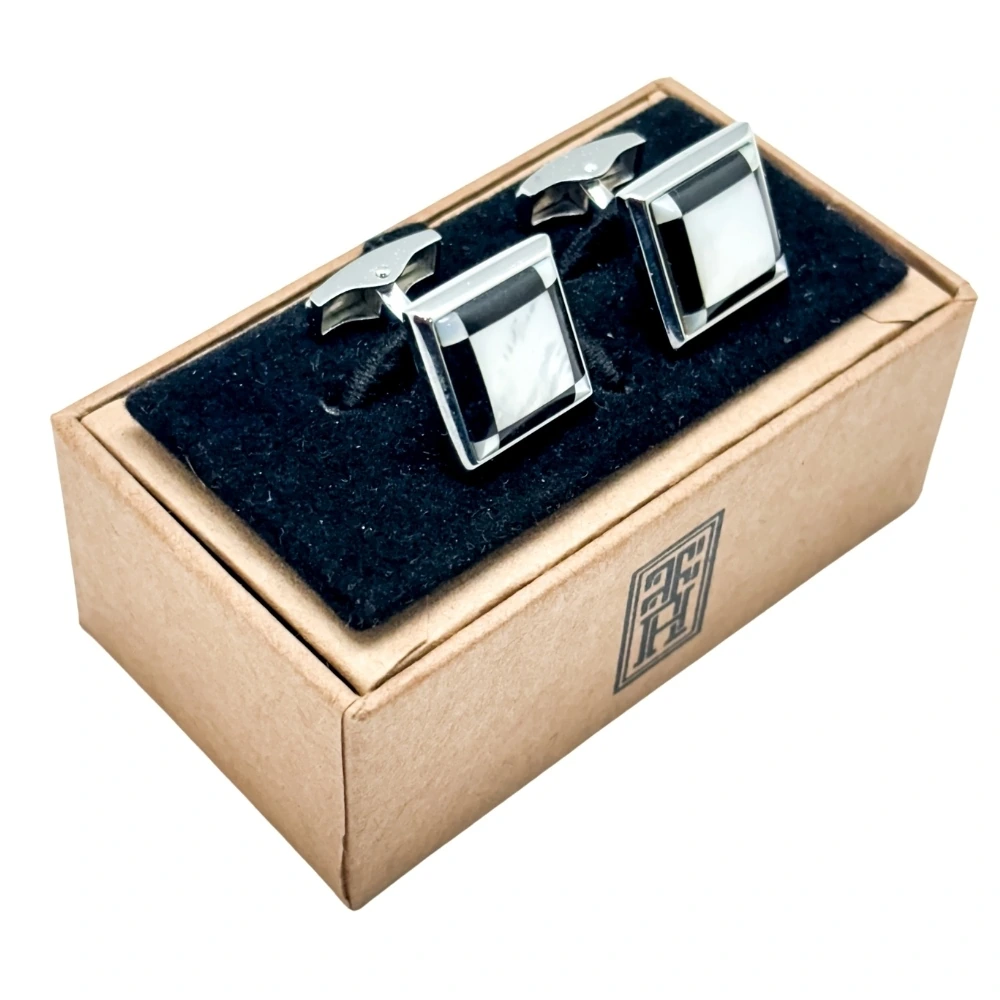 Silver Mother of Pearl Cufflinks for Men