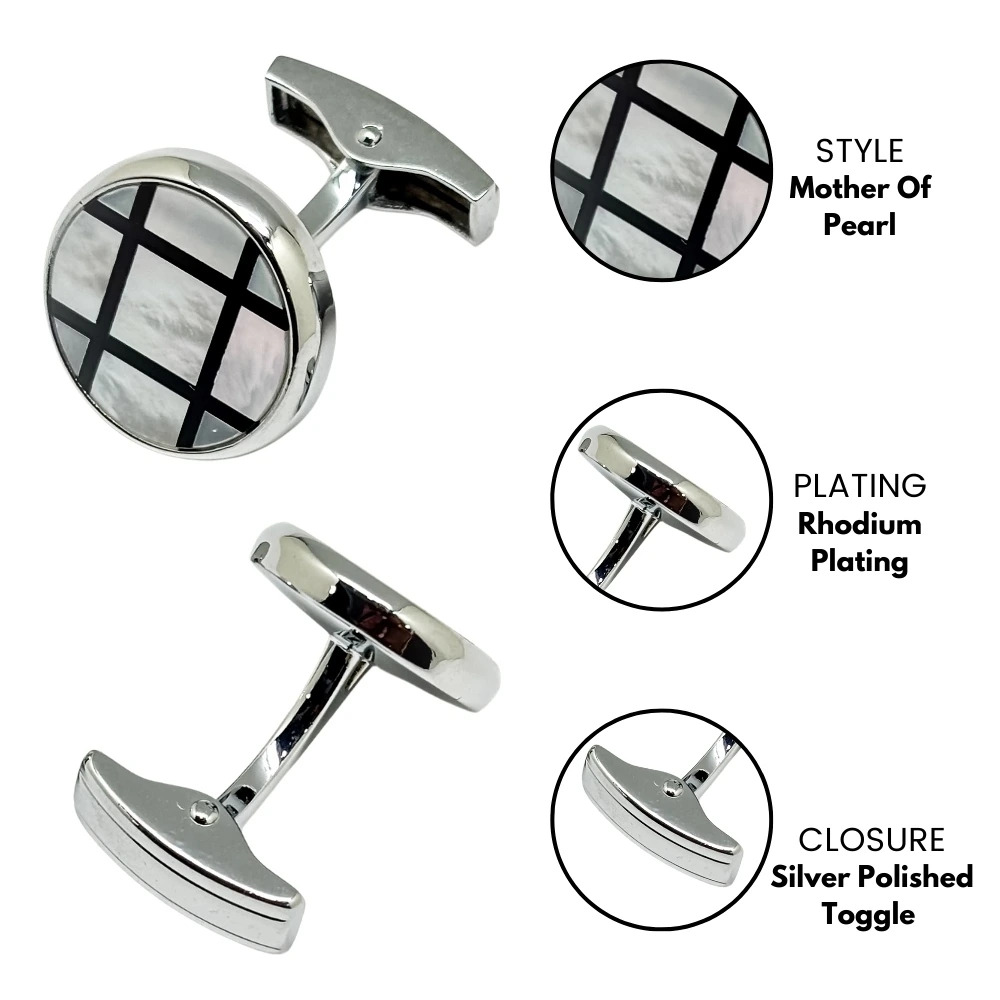 White Mother of Pearl Cufflinks for Men