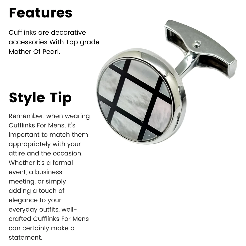 White Mother of Pearl Cufflinks for Men