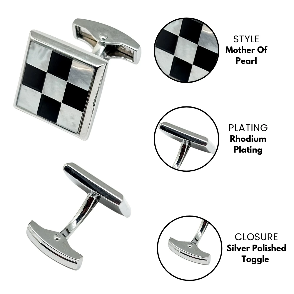 Silver Mother of Pearl Cufflinks for Men