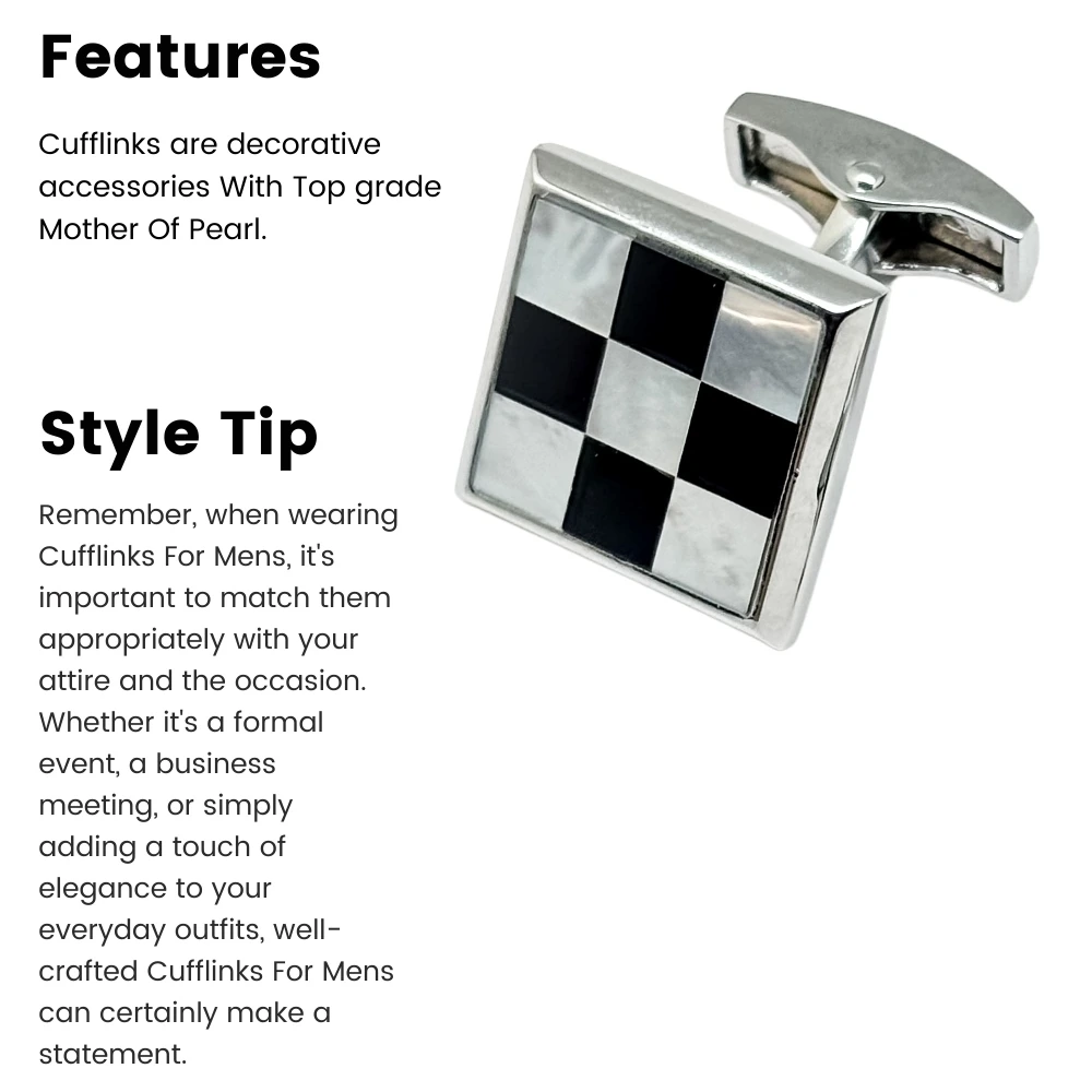 Silver Mother of Pearl Cufflinks for Men