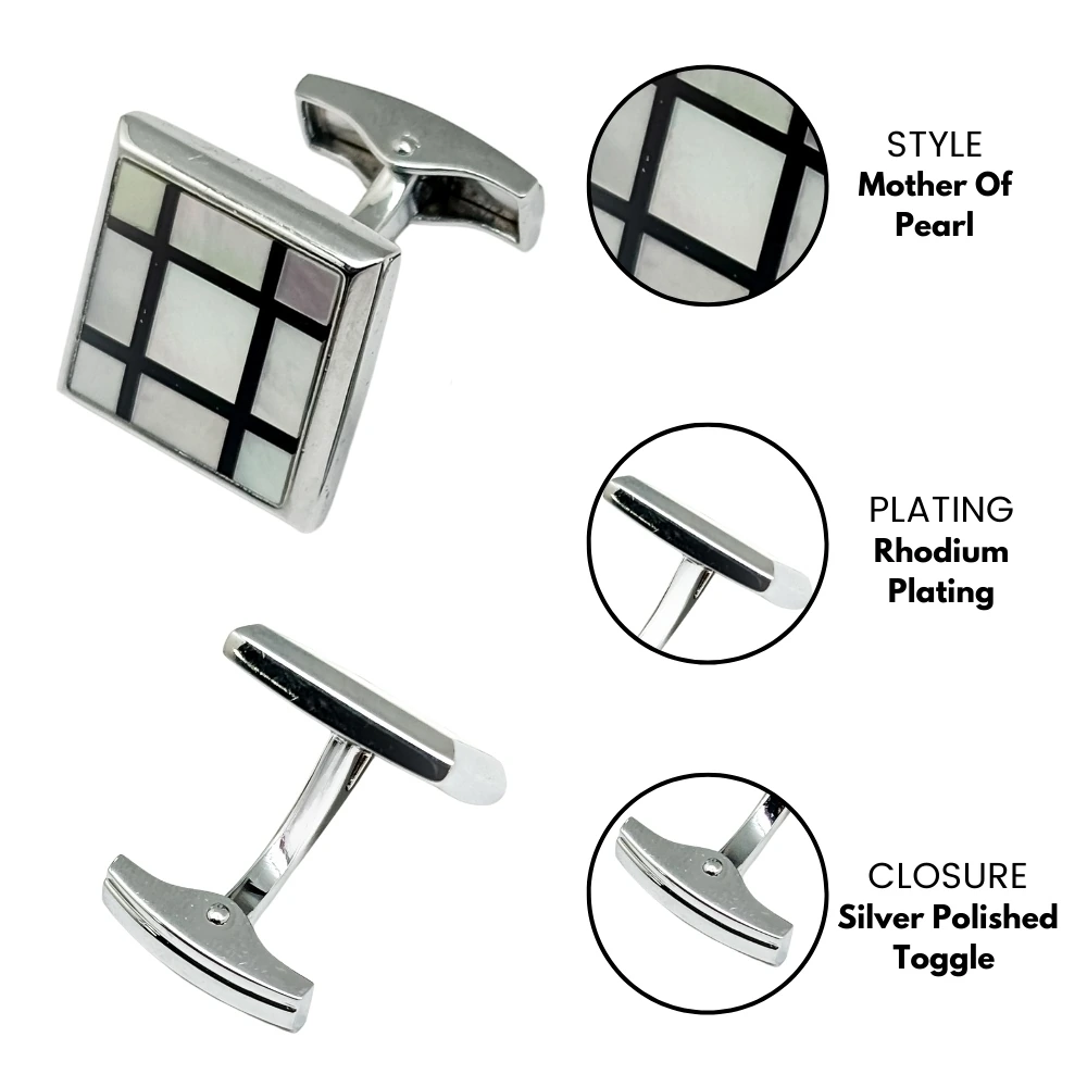 White Mother of Pearl Cufflinks for Men