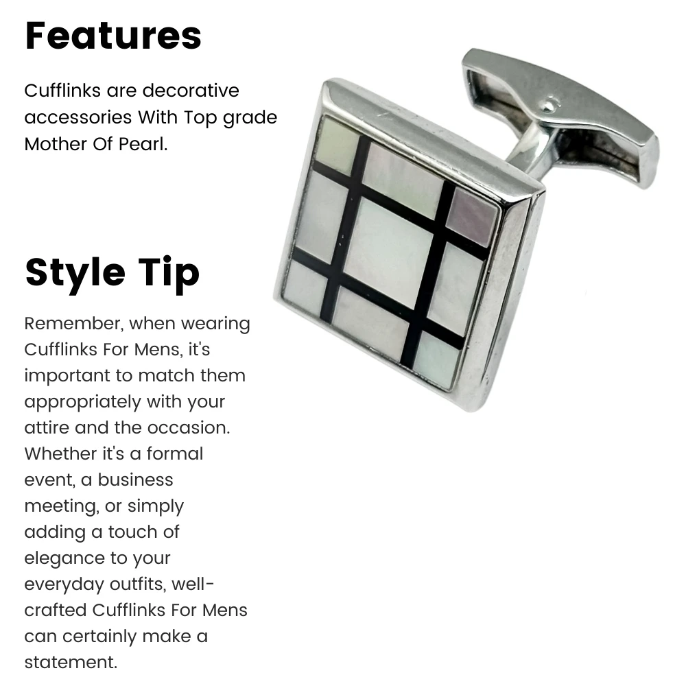White Mother of Pearl Cufflinks for Men