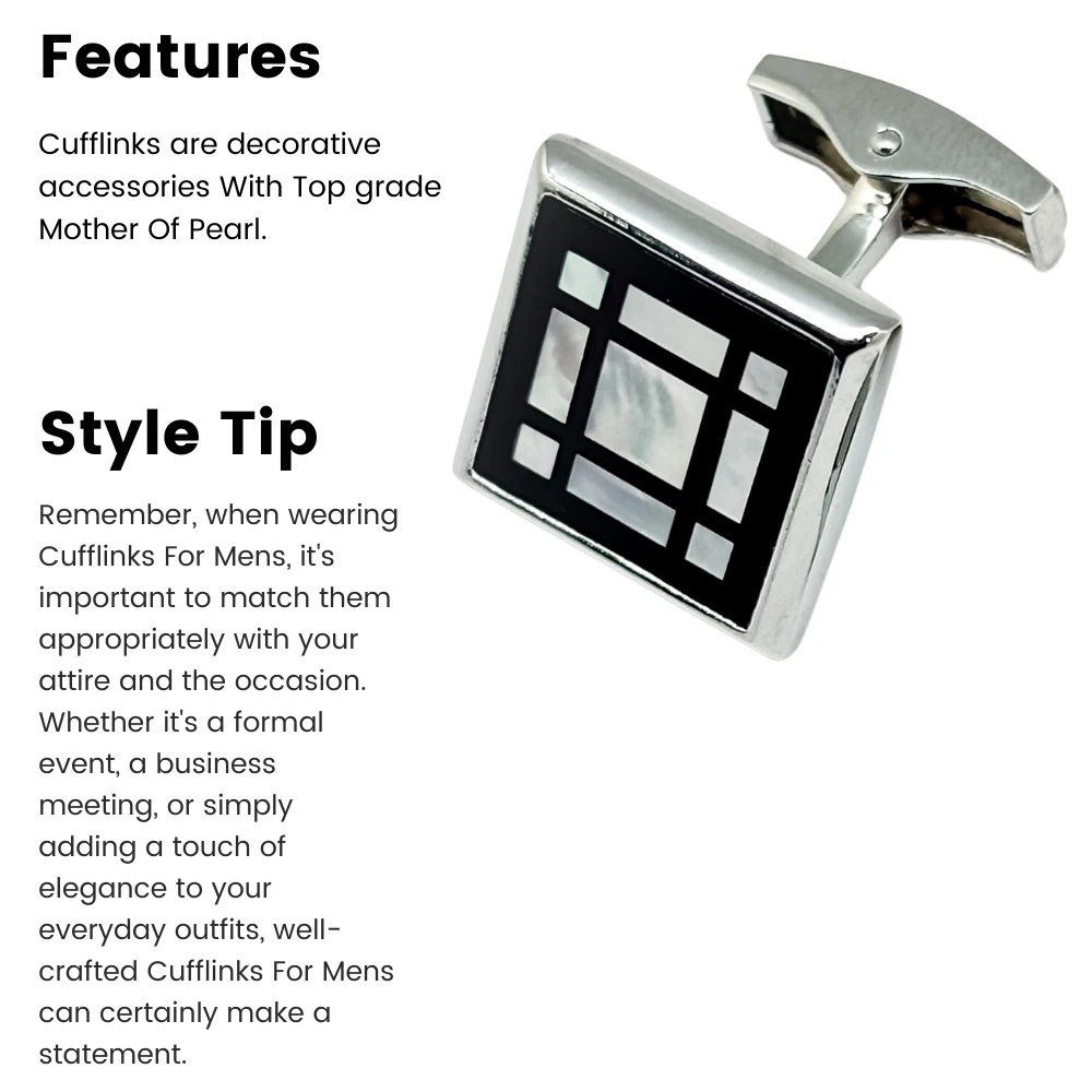 Black Mother of Pearl Cufflinks for Men