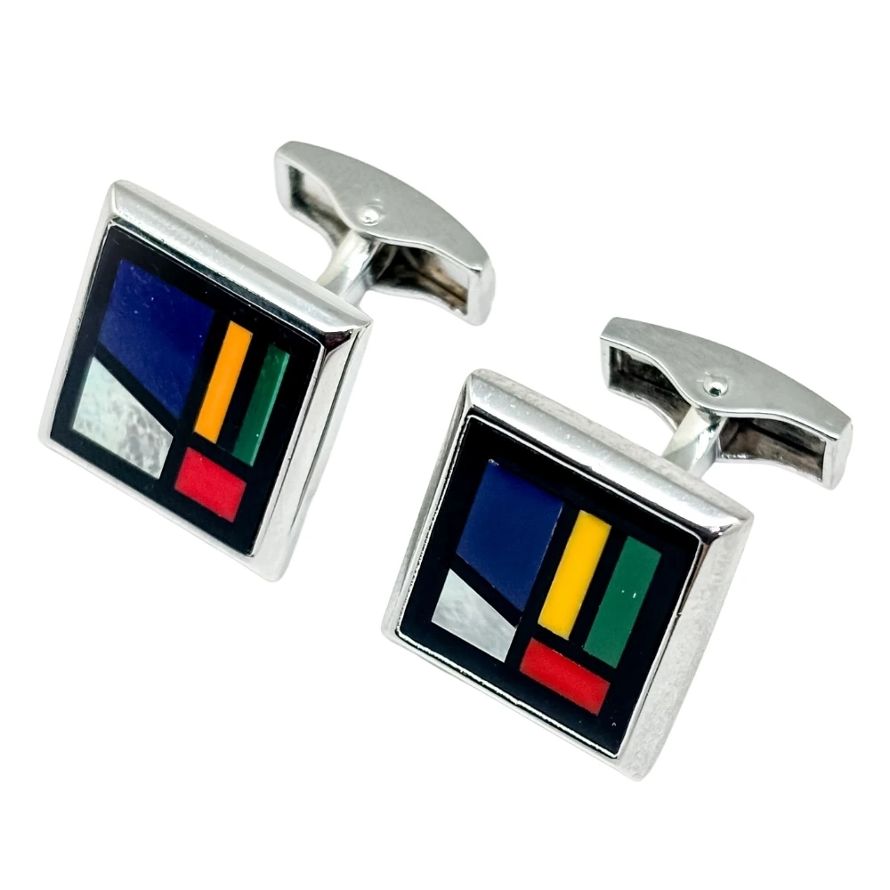 Navy Blue Formal Brass Cufflinks for Men