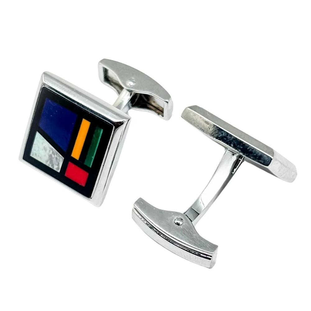 Navy Blue Formal Brass Cufflinks for Men