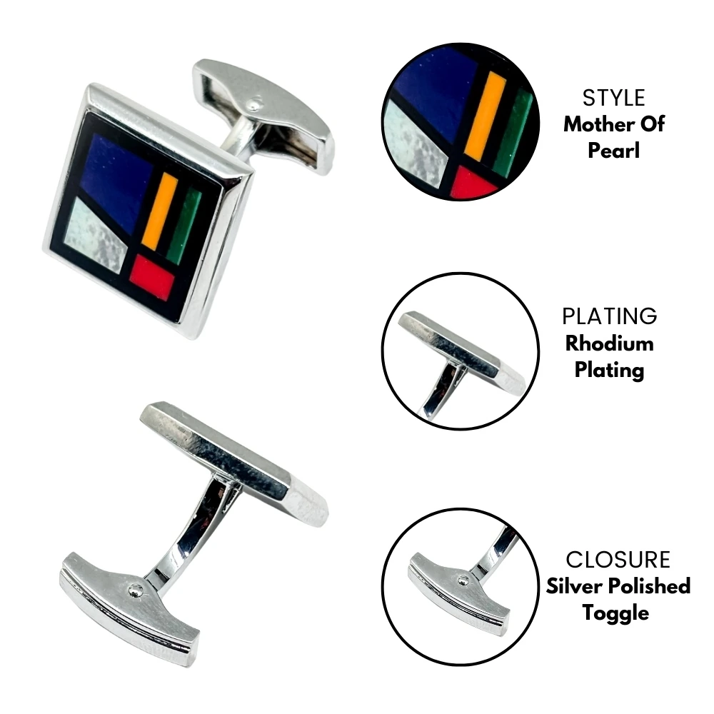 Navy Blue Formal Brass Cufflinks for Men