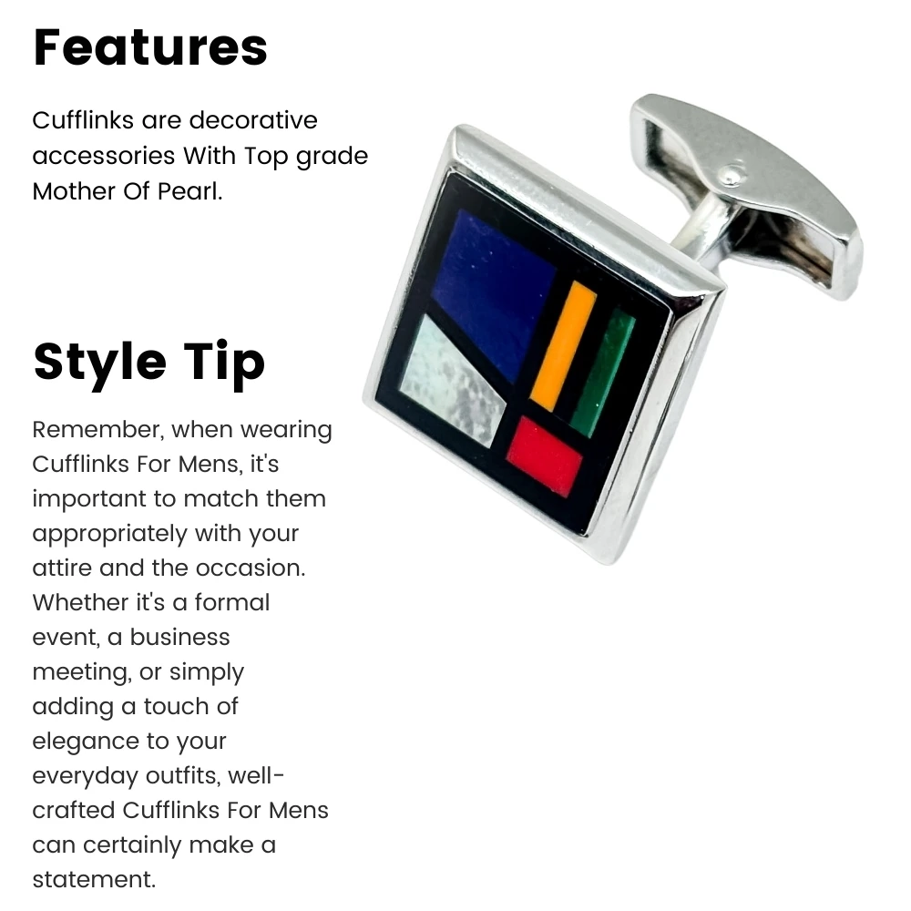 Navy Blue Formal Brass Cufflinks for Men