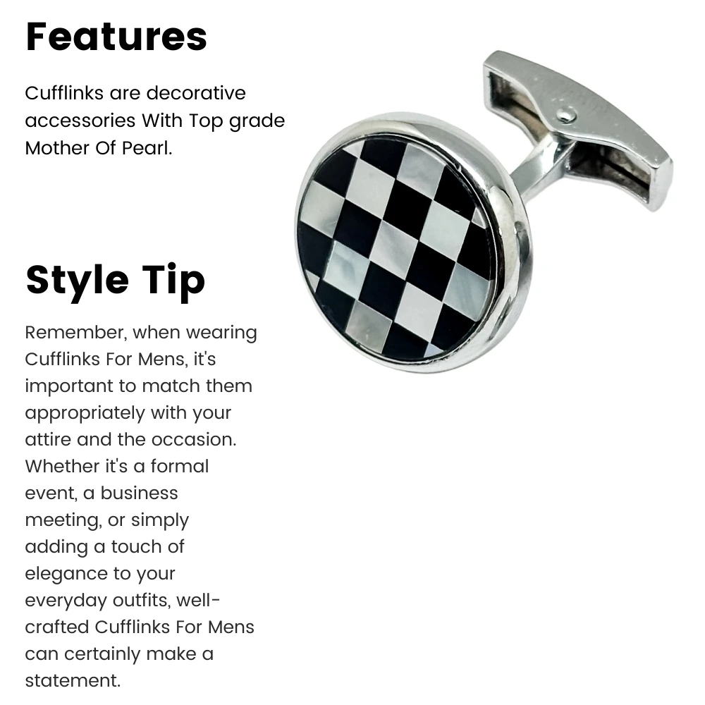 Black Mother of Pearl Cufflinks for Men