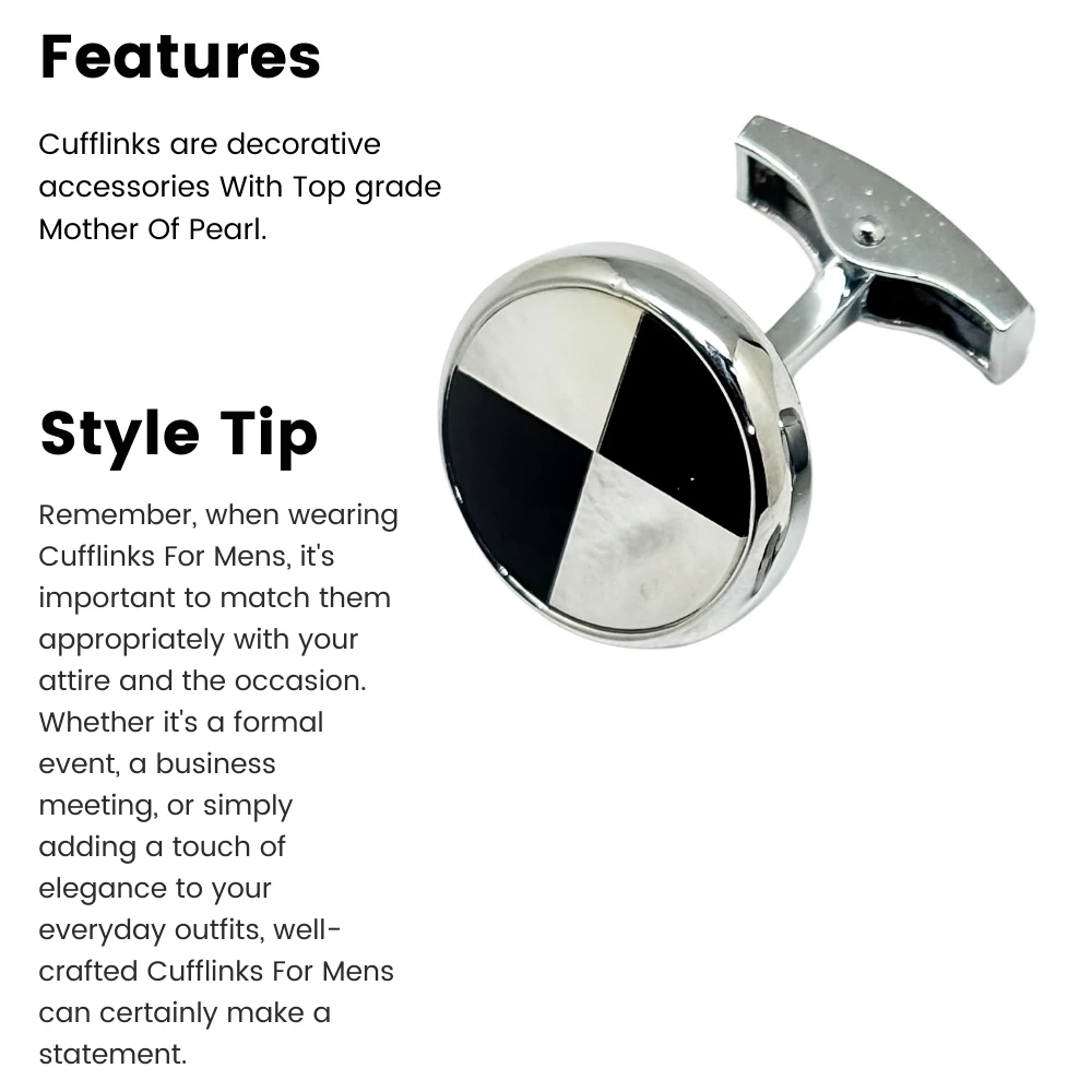 Black Formal Brass Cufflinks for Men