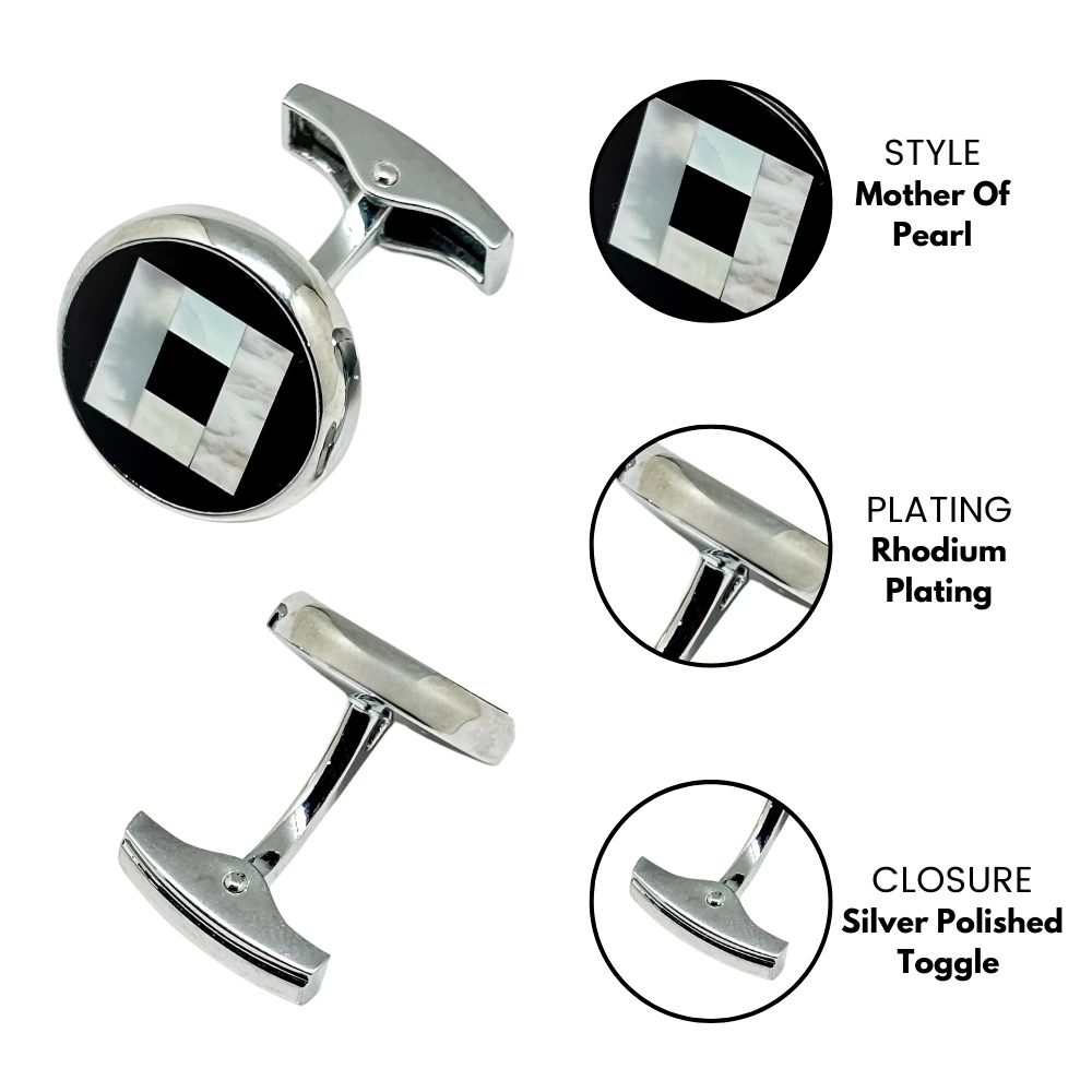 Black Mother of Pearl Cufflinks for Men
