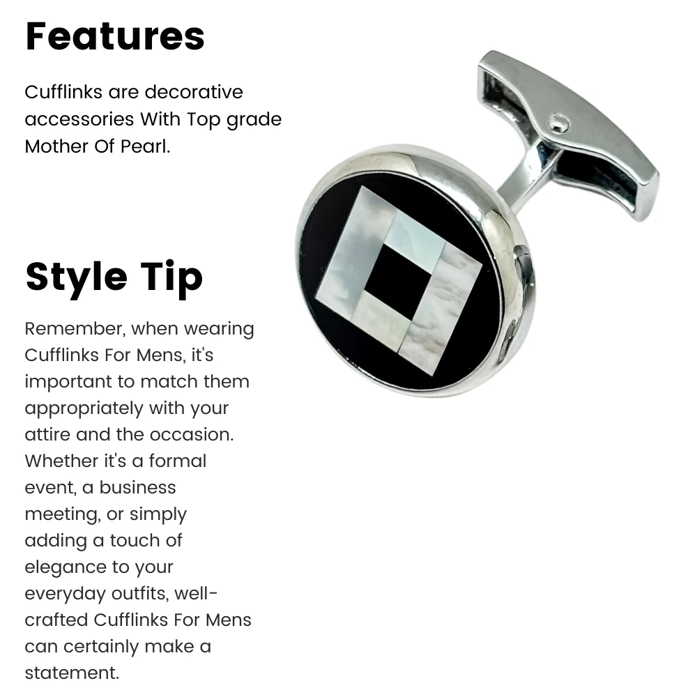 Black Mother of Pearl Cufflinks for Men