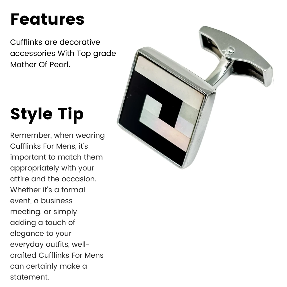 Black Mother of Pearl Cufflinks for Men