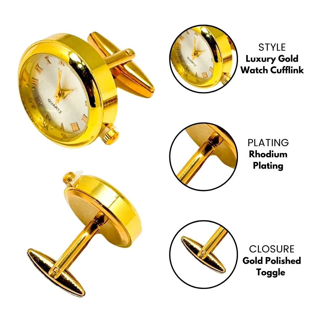 Gold Formal Brass Cufflinks for Men