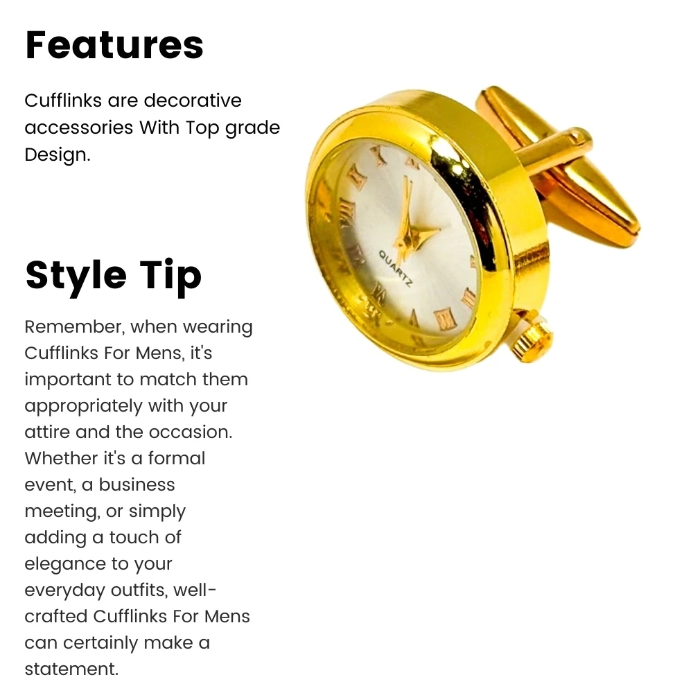 Gold Formal Brass Cufflinks for Men