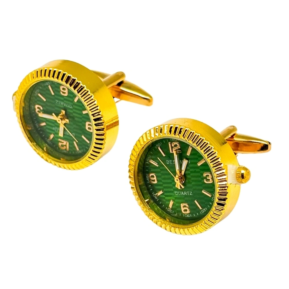 Green Formal Brass Cufflinks for Men