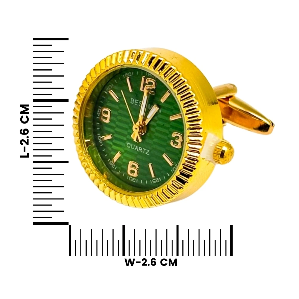 Green Formal Brass Cufflinks for Men