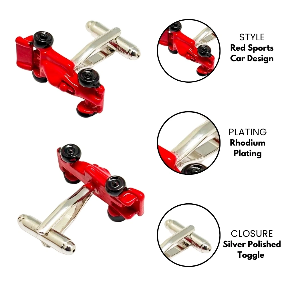 Red Quirky Brass Cufflinks for Men