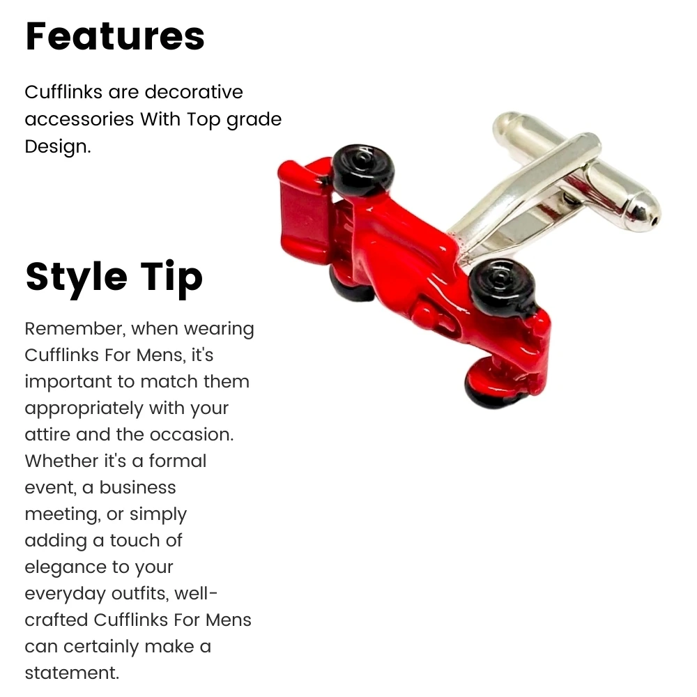 Red Quirky Brass Cufflinks for Men
