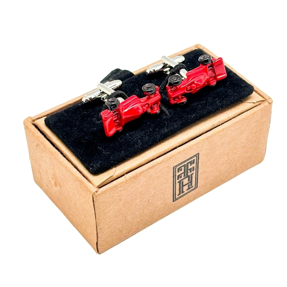 Red Quirky Brass Cufflinks for Men