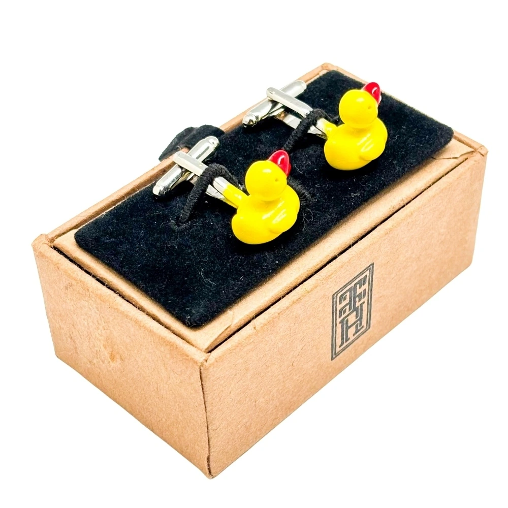 Yellow Quirky Brass Cufflinks for Men