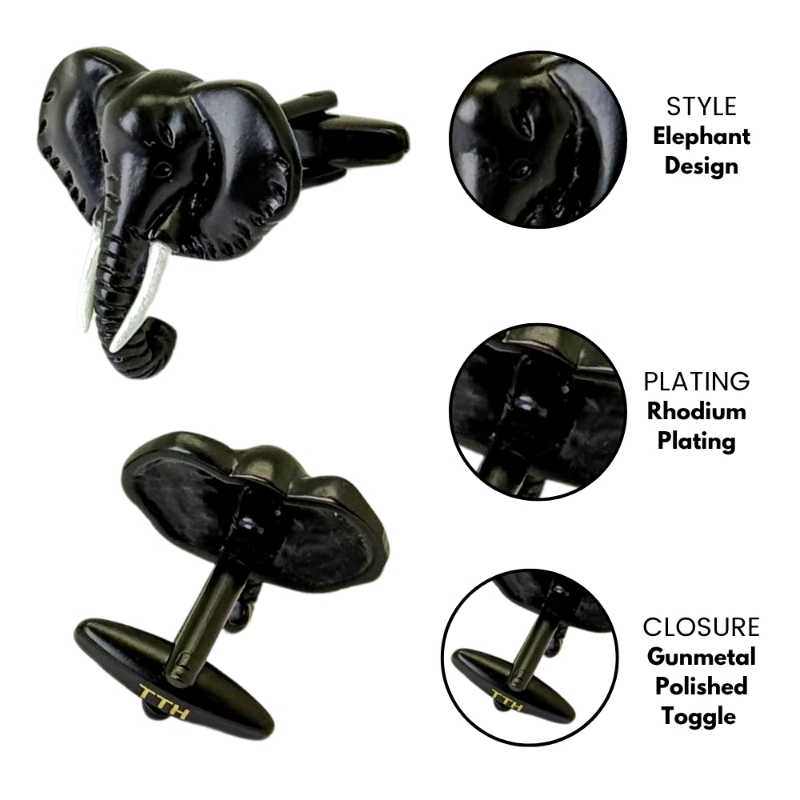 Black Quirky Brass Cufflinks for Men