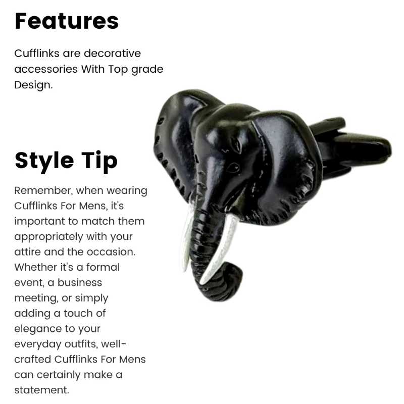 Black Quirky Brass Cufflinks for Men