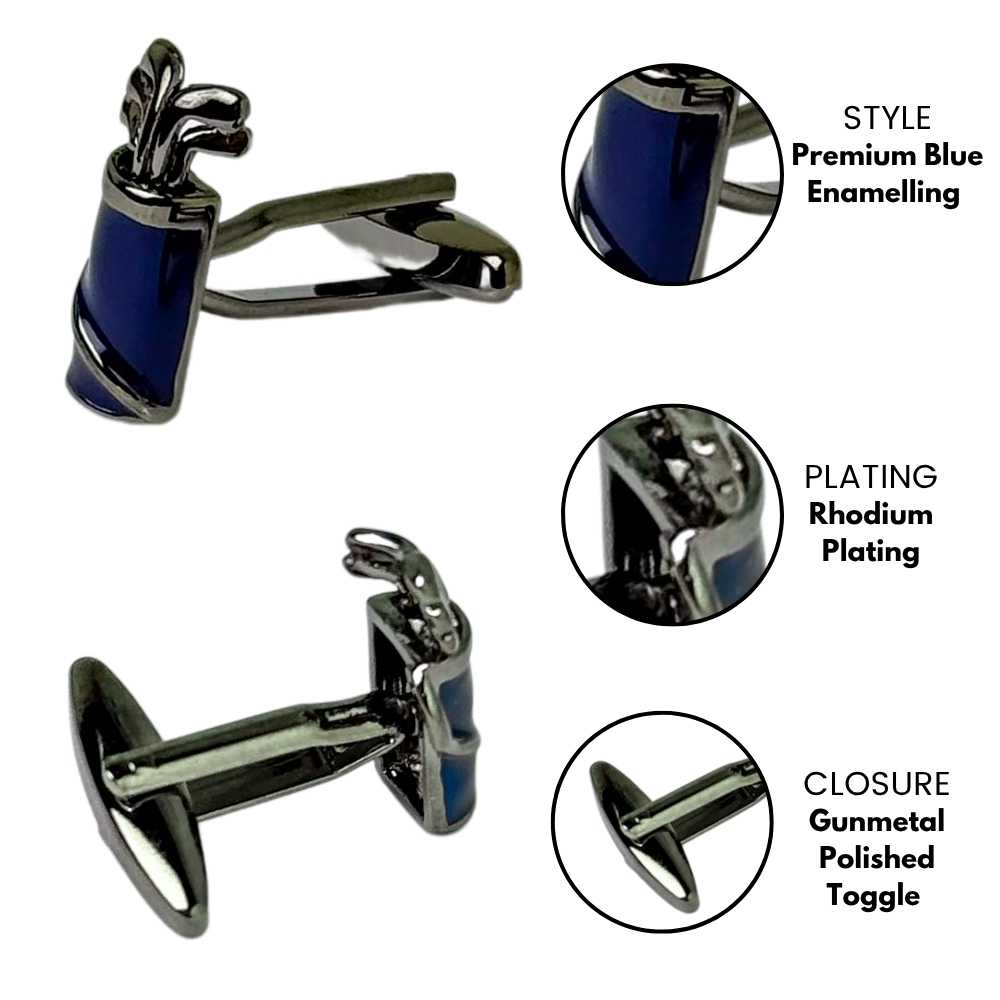 Blue Quirky Brass Cufflinks for Men