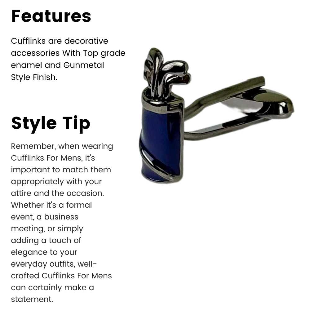 Blue Quirky Brass Cufflinks for Men