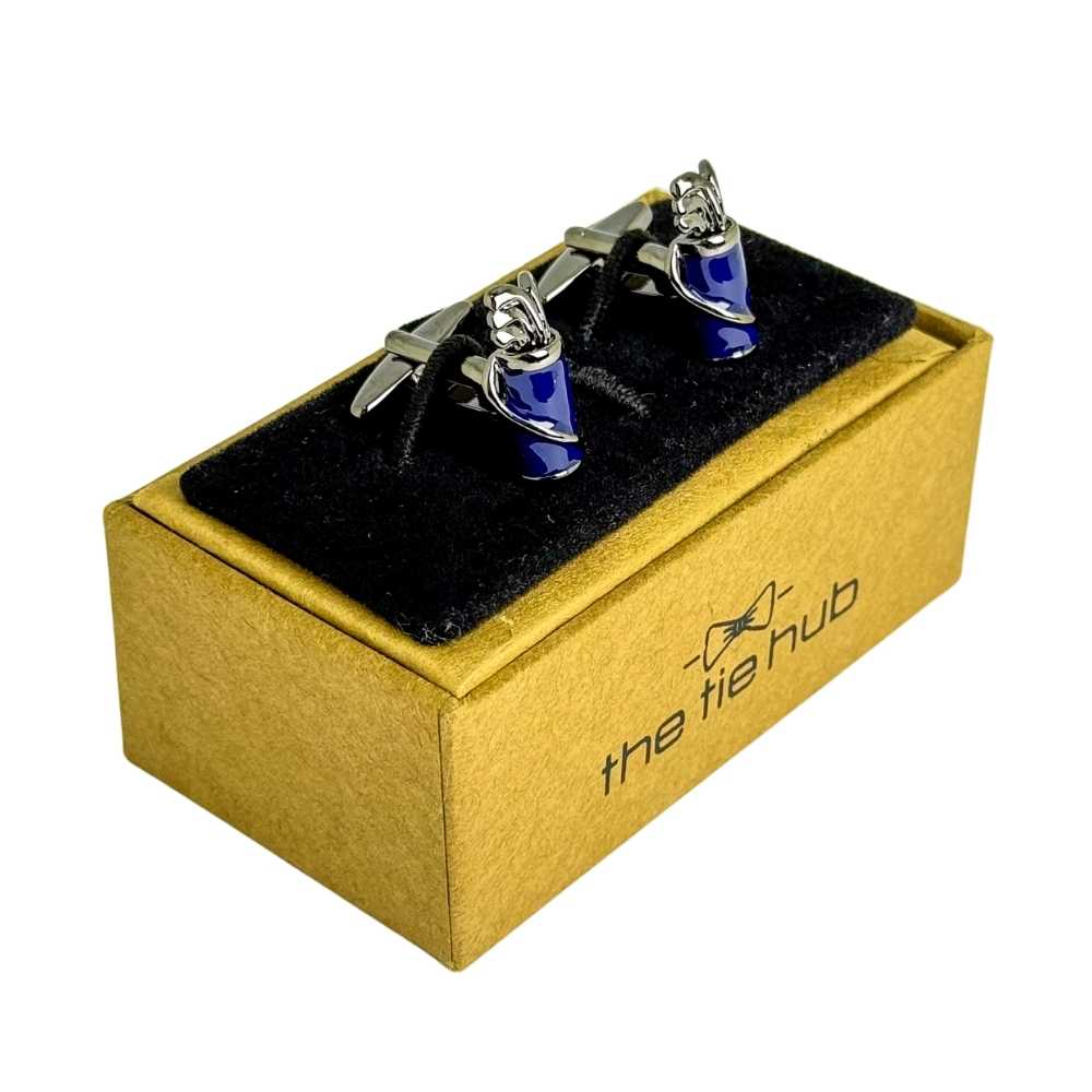Blue Quirky Brass Cufflinks for Men