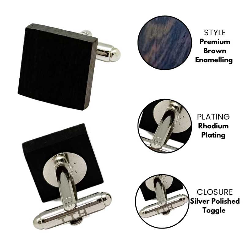 Brown Formal Brass Cufflinks for Men