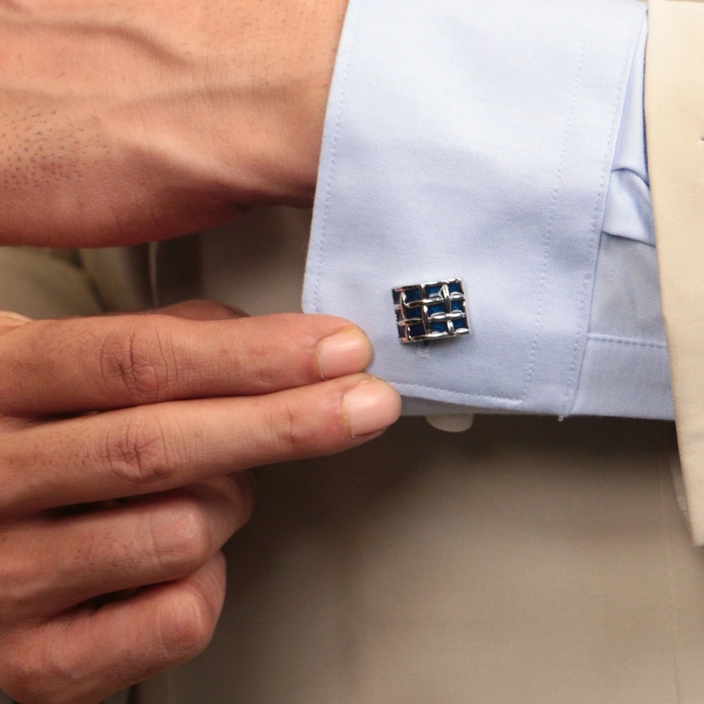 Blue Formal Brass Cufflinks for Men