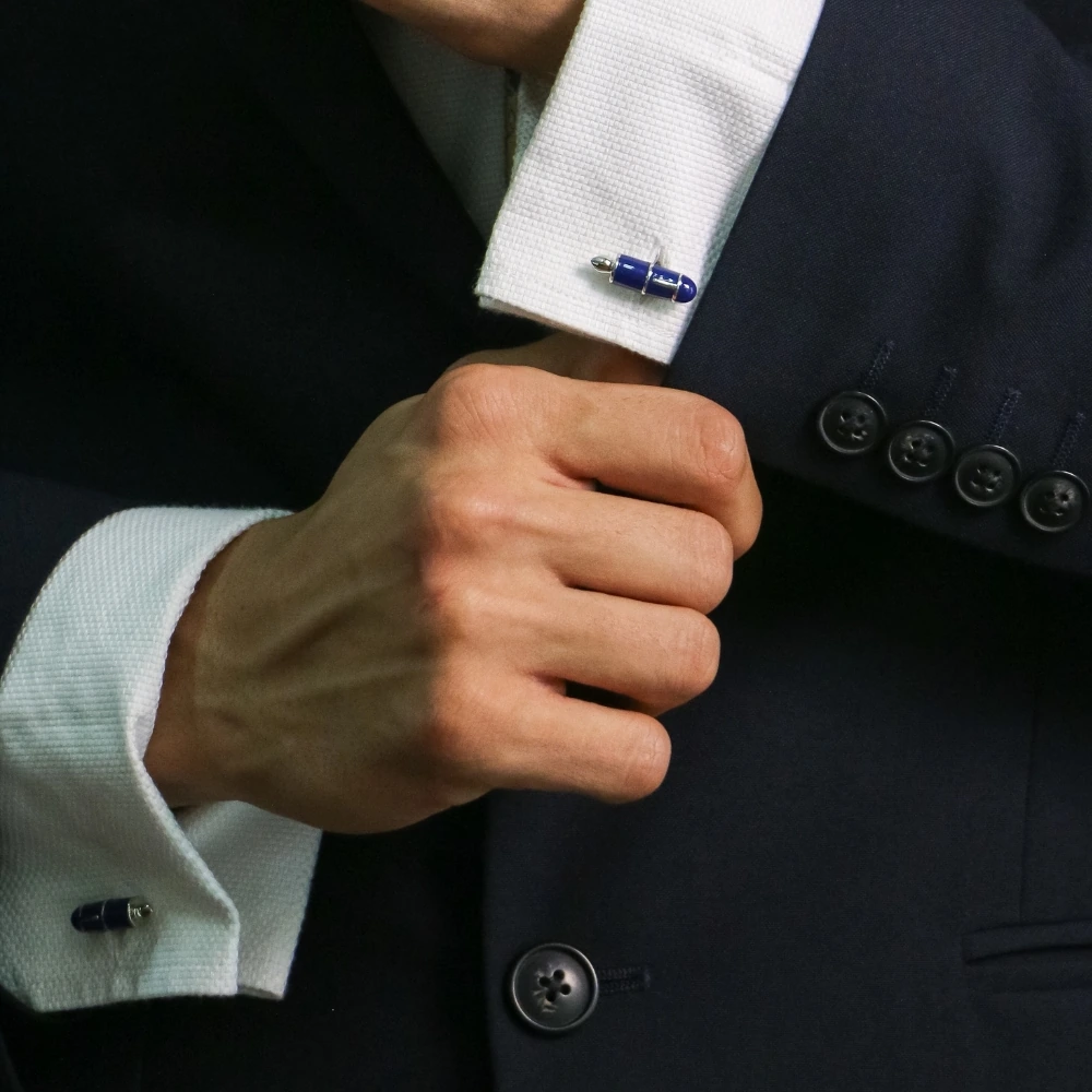 Blue Quirky Brass Cufflinks for Men