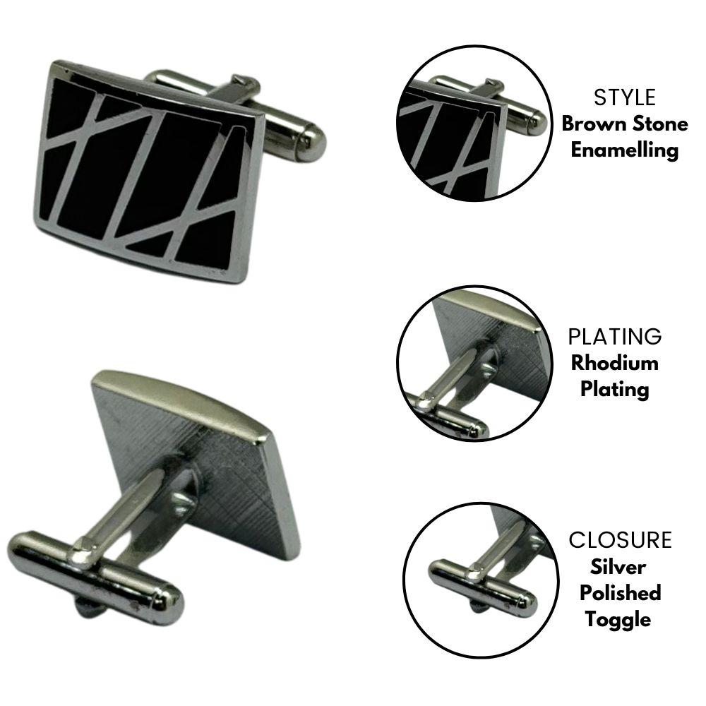 Black Formal Brass Cufflinks for Men