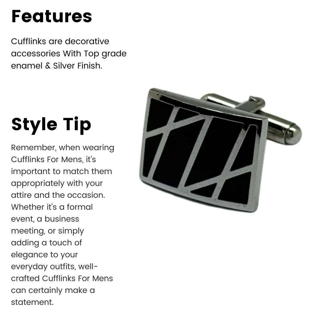 Black Formal Brass Cufflinks for Men