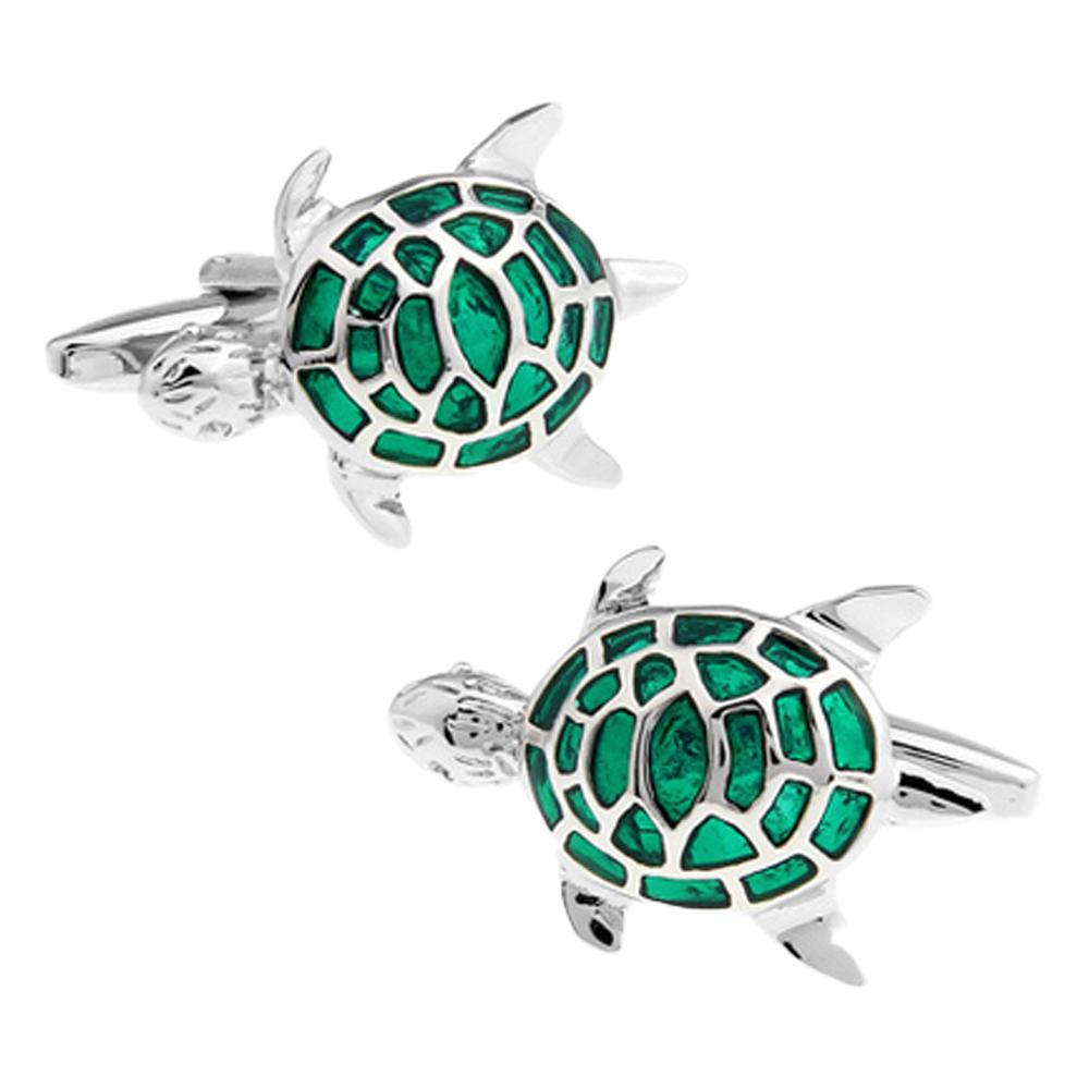 Green Quirky Brass Cufflinks for Men
