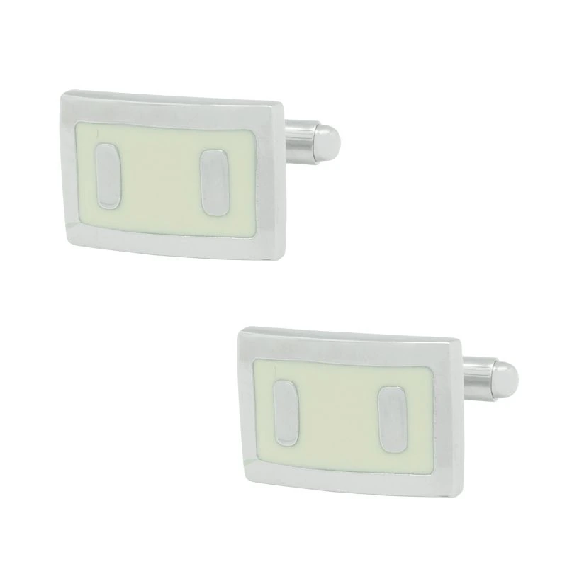 White Formal Brass Cufflinks for Men